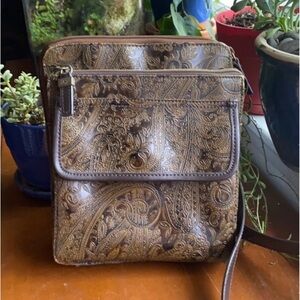 Relic Fossil Embossed Paisley Vegan Leather Crossbody Shoulder Handbag  NWOT